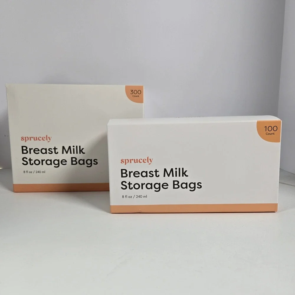 Sprucely Breast Milk Storage Bags 400ct White 8oz BPA-Free Pre-Sterilized